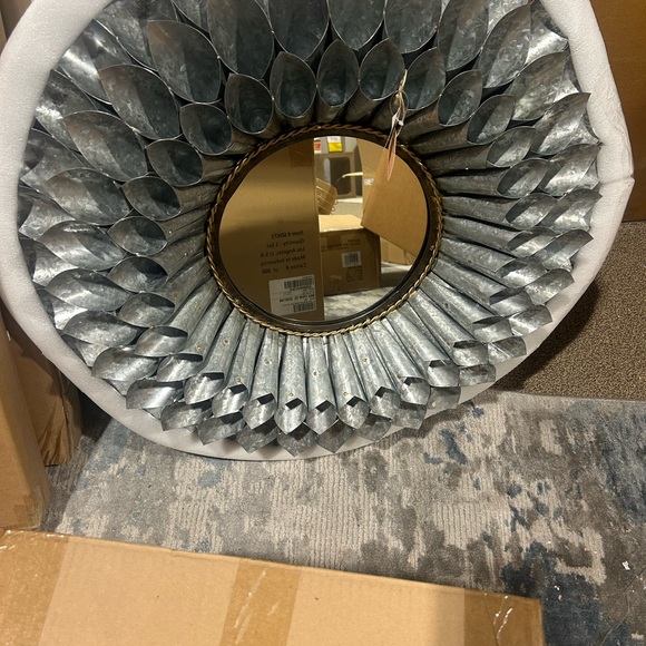 Other - Galvanized Metal Sunburst Wall Mirror - Silver